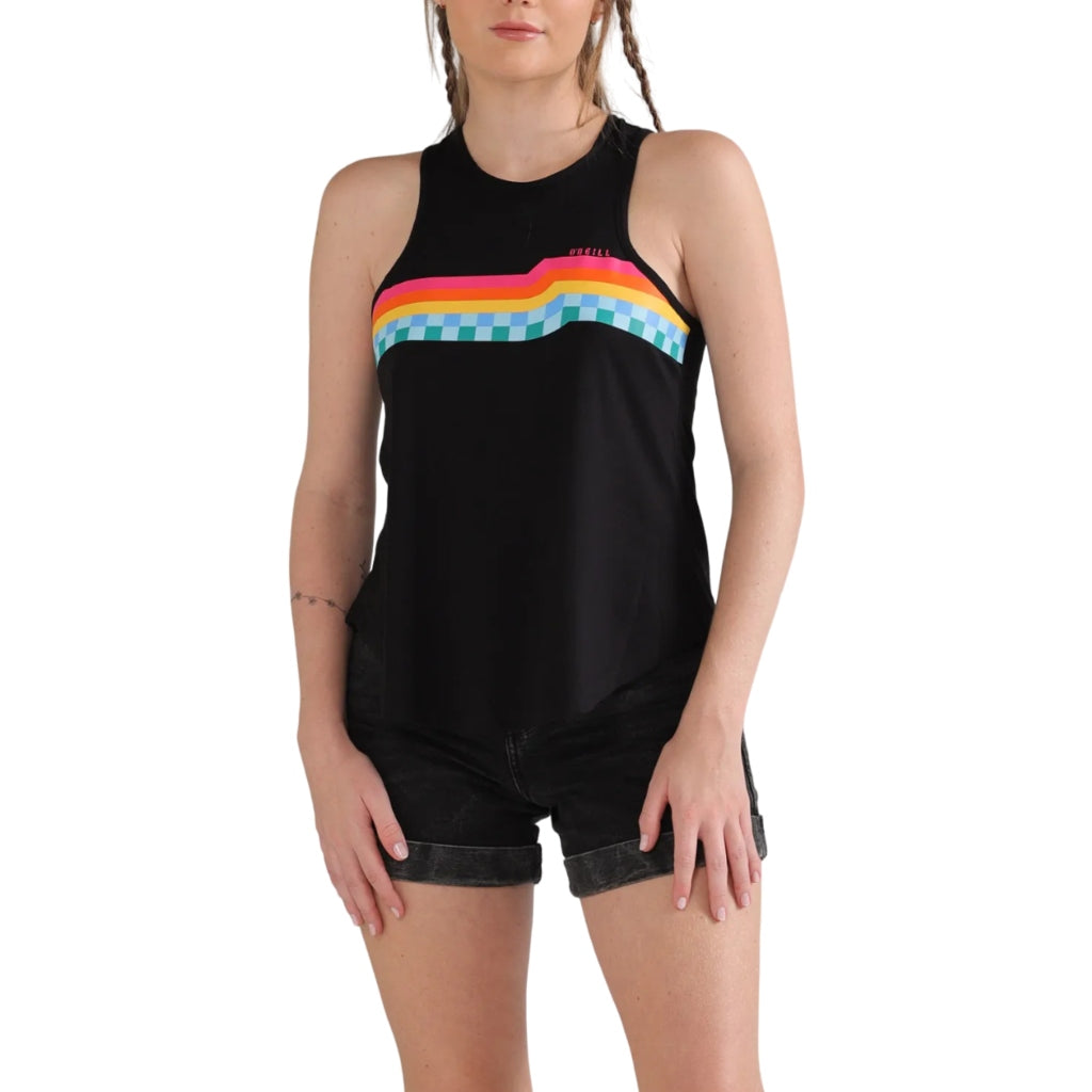 Oneill Camiseta sin Mangas Check Yalatter Negro, para Mujer