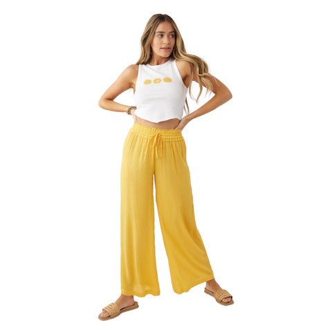 Oneill Pantalón Bota Ancha Ninette Solid Amarillo, para Mujer