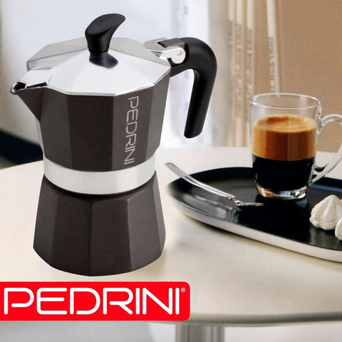 Pedrini Cafetera Italiana Antracita Aluminio Esmaltado, 3 Tazas