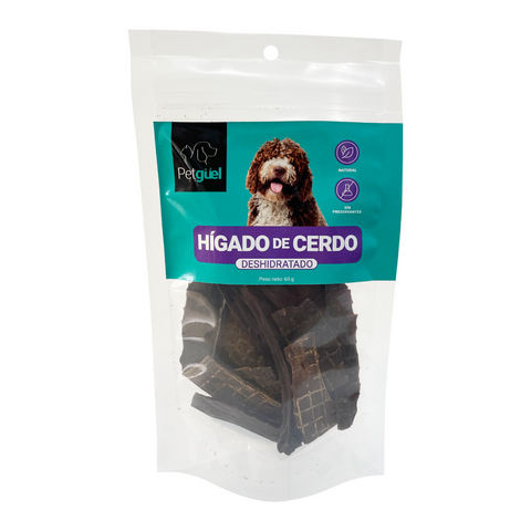 Petgüel Treat Hígado de Cerdo Deshidratado para Perros, 60g