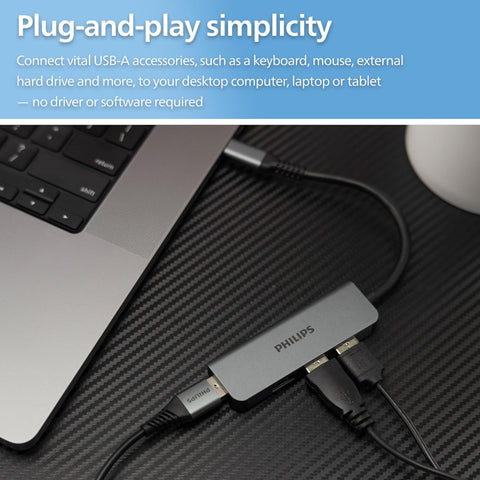 Philips Adaptador USB-C a USB-A de 4 Puertos, (SWL3573S/37)