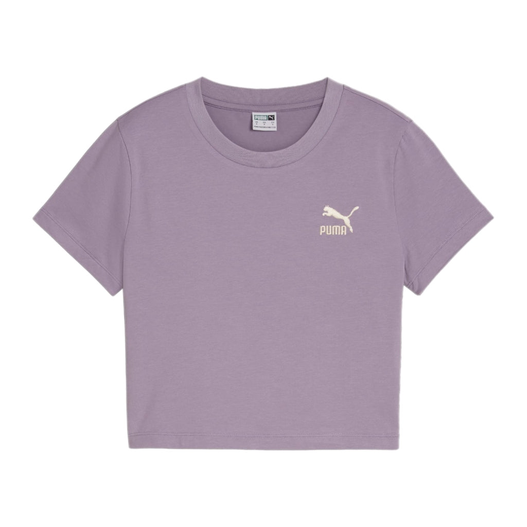 Puma Camiseta Crop Top Classics Baby Tee W Lila, para Mujer