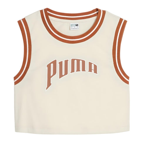 Puma Camiseta Crop Top Team For The Fanbase Grap Beige, para Mujer