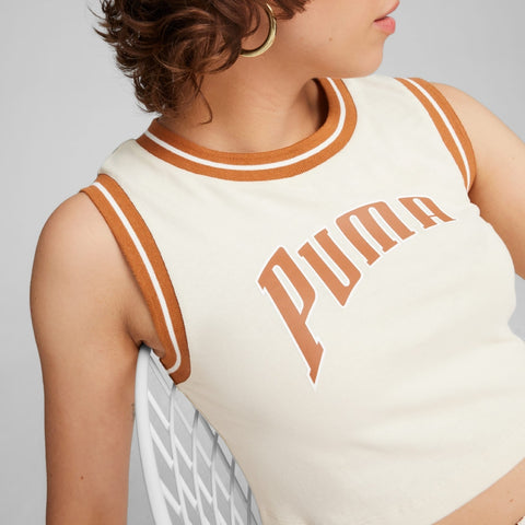 Puma Camiseta Crop Top Team For The Fanbase Grap Beige, para Mujer