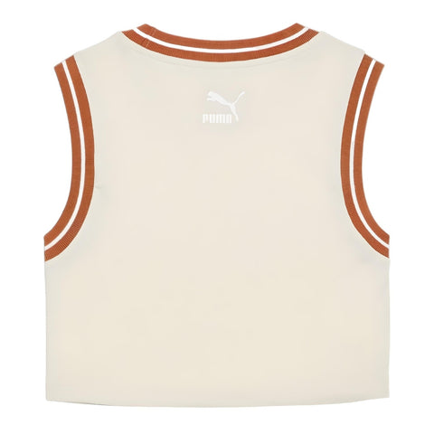 Puma Camiseta Crop Top Team For The Fanbase Grap Beige, para Mujer