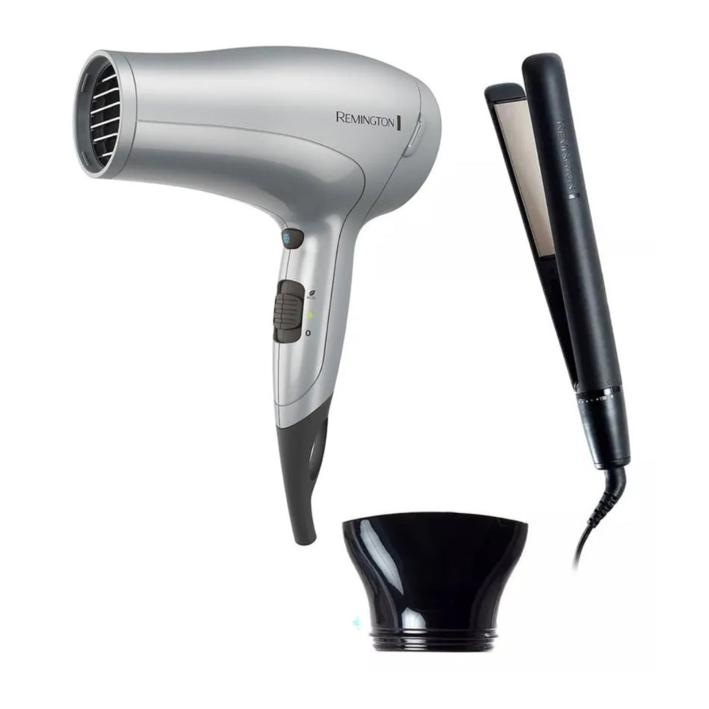 Remington Combo Plancha Alisadora Shine Therapy + Secadora de Cabello Pro Titanium, S4A500-D3019-F