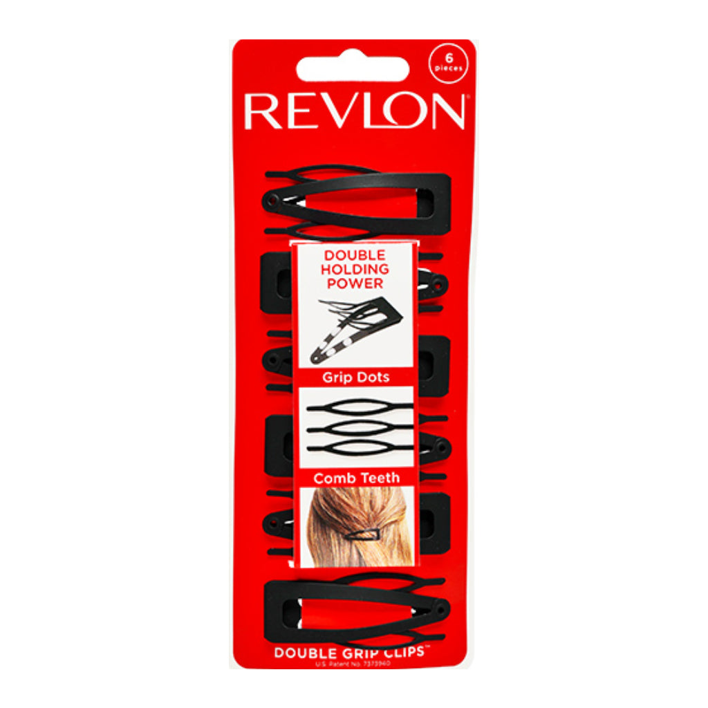 Revlon Prensadores Doble Agarre Negro Mate, 6 Unidades