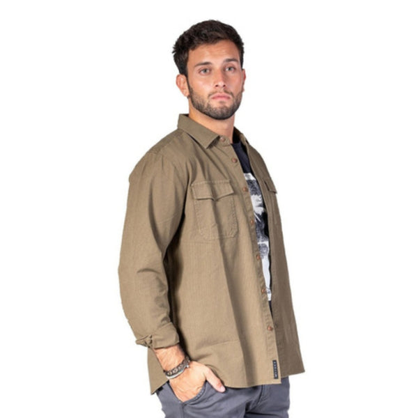 Rusty Camisa Manga Larga Gancia Militar Café, para Hombre