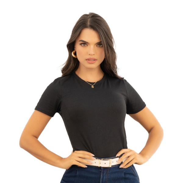 Ryocco Blusa de Manga Corta Negro, para Mujer