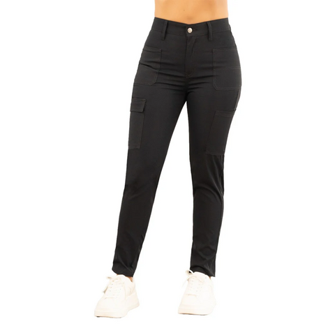 Ryocco Pantalón Tipo Cargo Negro, para Mujer