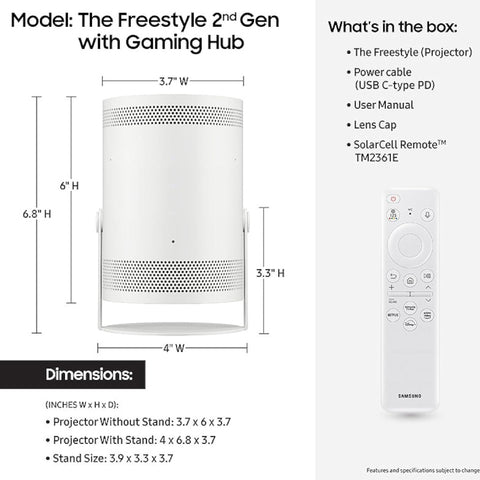 Samsung Proyector Portátil con Gaming Hub The Freestyle (SP-LFF3CLAXXZA)