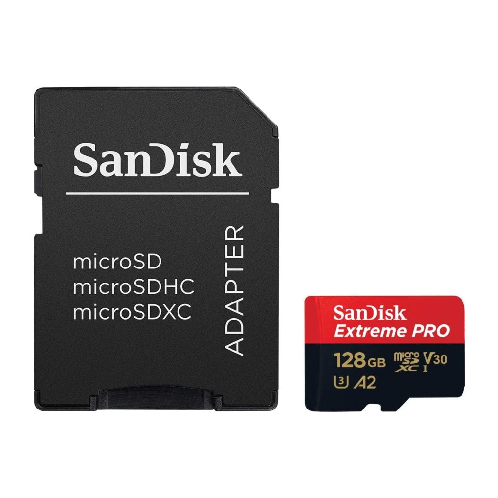 SanDisk Tarjeta de Memoria 128GB con Adaptador MicroSDXC a SD Extreme Pro