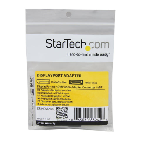 Startech Adaptador Displayport Macho a HDMI Hembra, DP2HDMIADAP