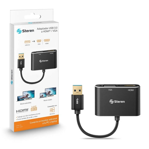 Steren Adaptador USB 3.0 a HDMI/VGA, COM-476