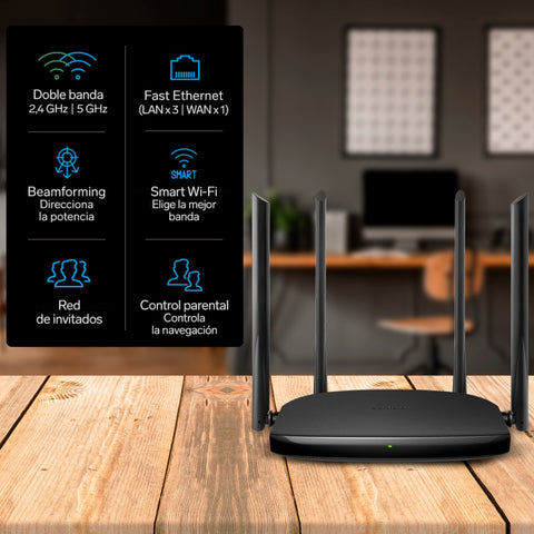 Steren Router Inalámbrico Wi-Fi Doble Banda AC1200, COM-852