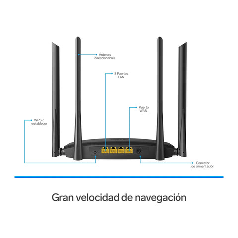 Steren Router Inalámbrico Wi-Fi Doble Banda AC1200, COM-852