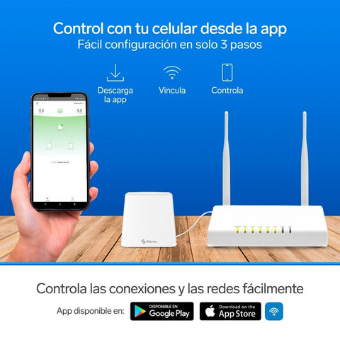 Steren Set Router Inalámbrico Sistema Mesh Wi-Fi MU-MIMO, 3 Piezas