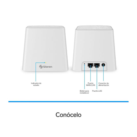 Steren Set Router Inalámbrico Sistema Mesh Wi-Fi MU-MIMO, 3 Piezas