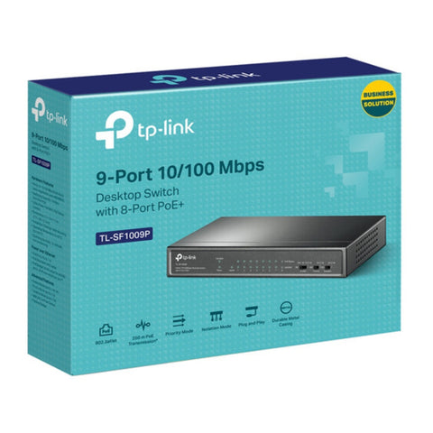 TP-Link Switch de Escritorio 9 Puertos con PoE+ de 10/100 Mb/s, TL-SF1009P