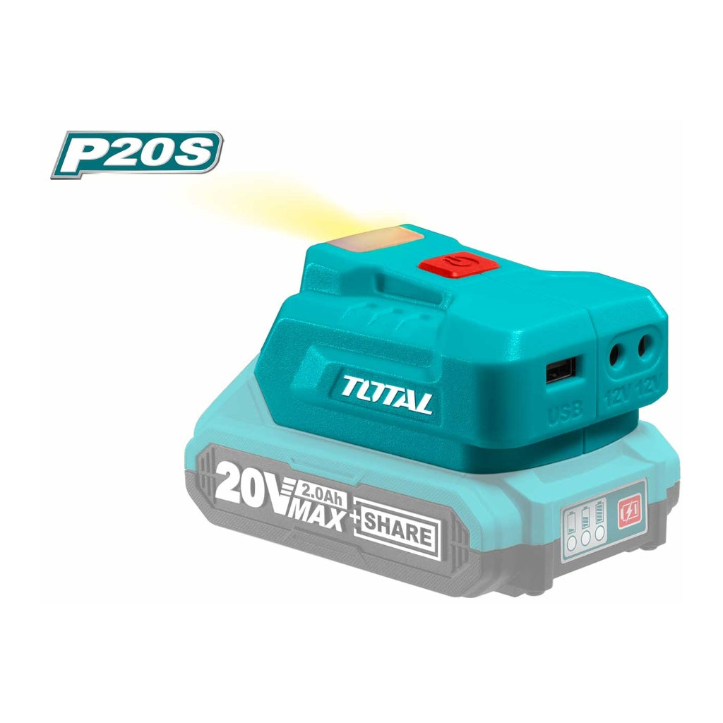 Total Cargador Batería Litio 20V USB 5V, TUCLI2022