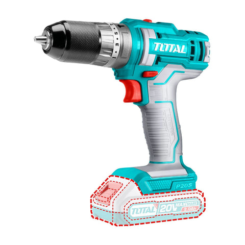 Total Drill Taladro Inalámbrico Función Impacto 20V 45Nm, TIDLI201455