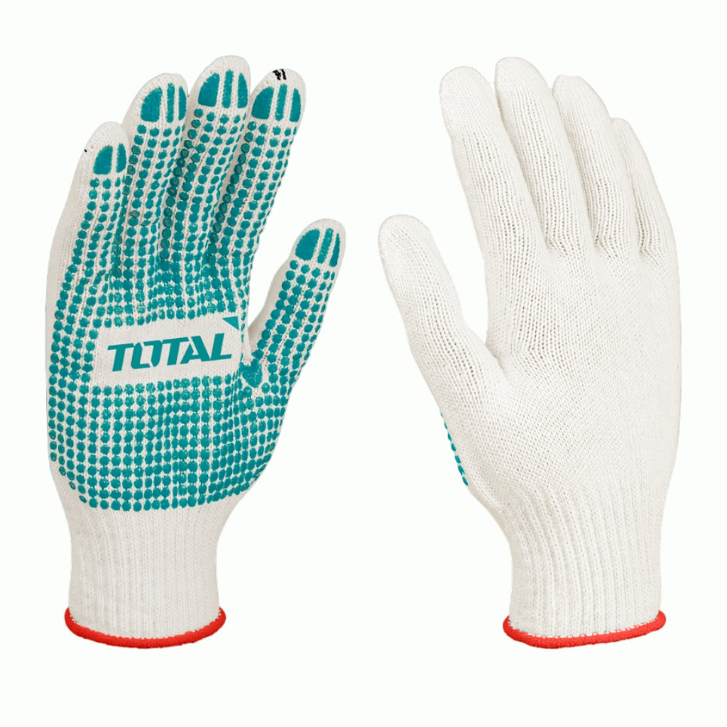 Total Set Guantes Algodón con Hule, 12 Piezas