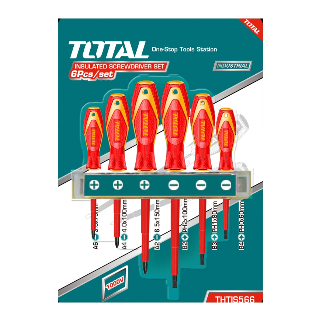 Total Set Destornilladores Electricista 1000V THTIS566, 6 Piezas