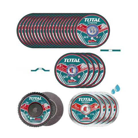 Total Set Discos para Cortar Metal 3"x10mm, 30 Piezas