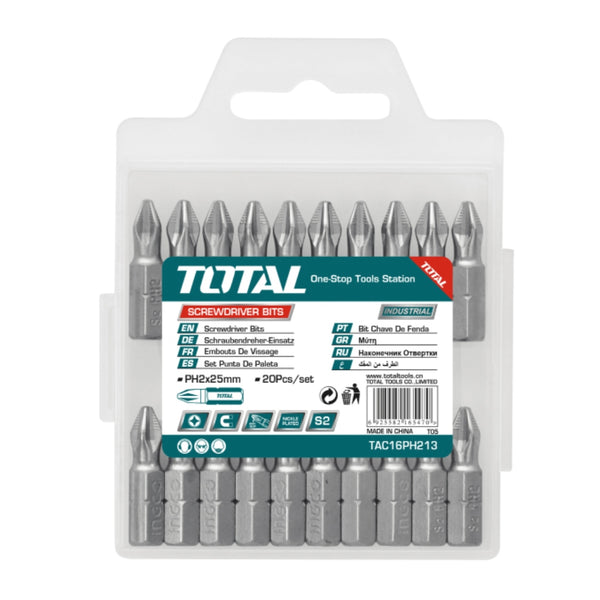 Total Set Puntas Phillips PH2x25mm TAC16PH213, 20 Piezas