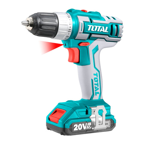 Total Set Taladro de Impacto Inalámbrico Recargable 20V 3/8", 3 Piezas