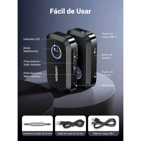 Ugreen Adaptador Bluetooth 3.5mm para Carro (90748)