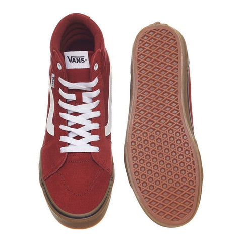 Vans Tenis Filmore HI Suede/Canvas Rojo Oscuro, para Hombre