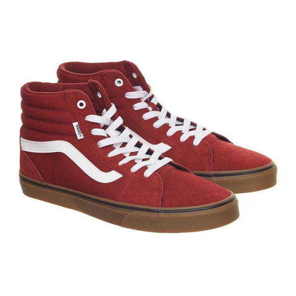 Vans Tenis Filmore HI Suede/Canvas Rojo Oscuro, para Hombre