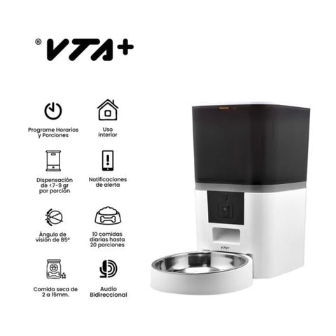 Vta+ Dispensador de Alimentos Smart Wi-fi para Mascotas con Cámara 6L, Vta-84871