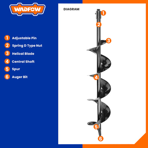 Wadfow Broca para Barrenador 150mm x 800mm, WDZ1A52-2