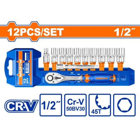 Wadfow Set Cubos 1/2" 10-24mm, 12 Piezas