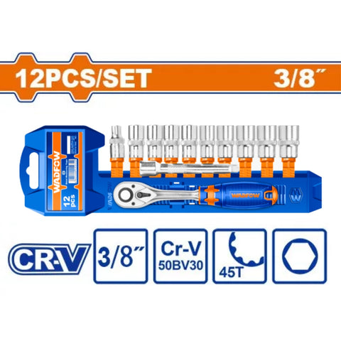 Wadfow Set Cubos 3/8", 12 Piezas