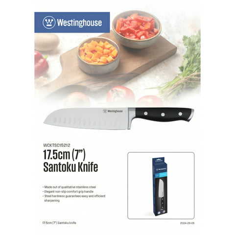 Westinghouse Cuchillo Santoku de Acero Inoxidable Multiuso 17 cm, WCKTSC15212