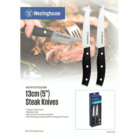 Westinghouse Set Cuchillos de Acero Inoxidable para Carnes 13cm, 2 Piezas