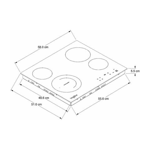 Whirlpool Plantilla Eléctrica Empotrable 24" 4 Discos (WEC5240B)