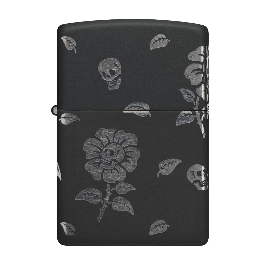 Zippo Encendedor Flower Skull, Negro