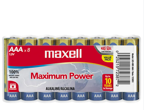 Maxell Baterías Alcalinas Aaa, 8 Unidades