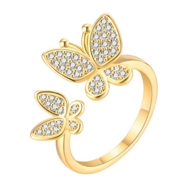 CR Charms Anillo Ajustable Encanto de Mariposas, Acero