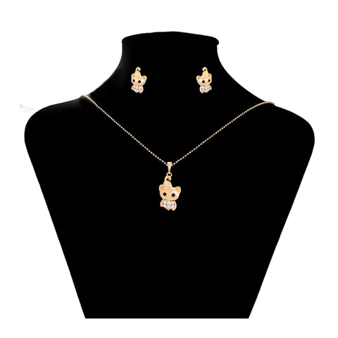 CR Charms Set de Collar y Aretes Tiernos Cochinitos, Alloy