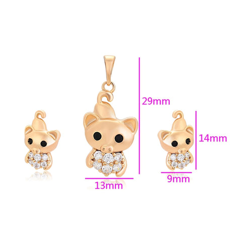 CR Charms Set de Collar y Aretes Tiernos Cochinitos, Alloy