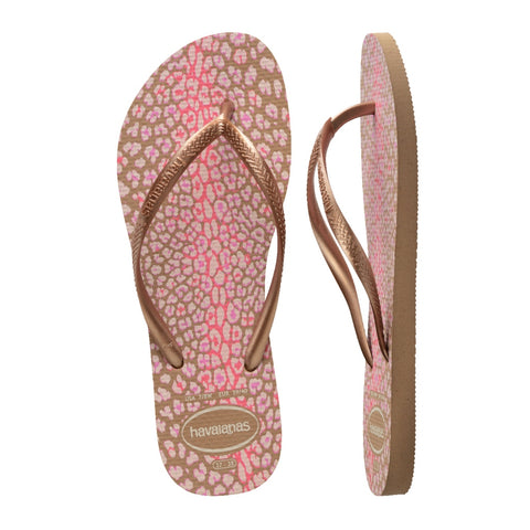 Havaianas Sandalias Slim Animals Rosa Gold Metálico, para Mujer