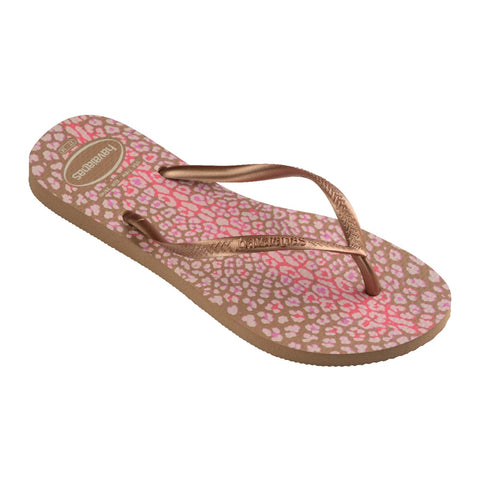 Havaianas Sandalias Slim Animals Rosa Gold Metálico, para Mujer