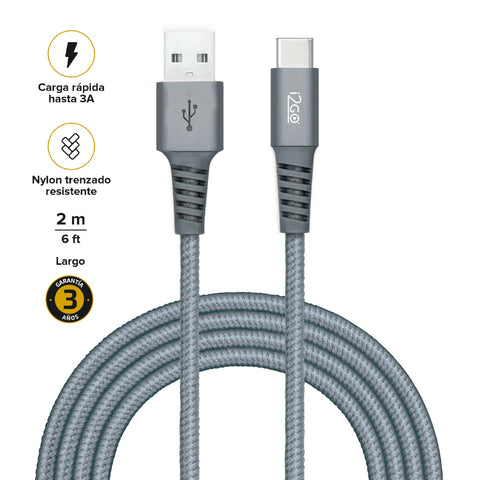 i2GO Cable USB-C a USB-A Trenzado, 2 Metros