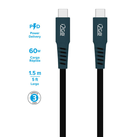 i2GO Cable USB-C a USB-C, 1.5 Metros