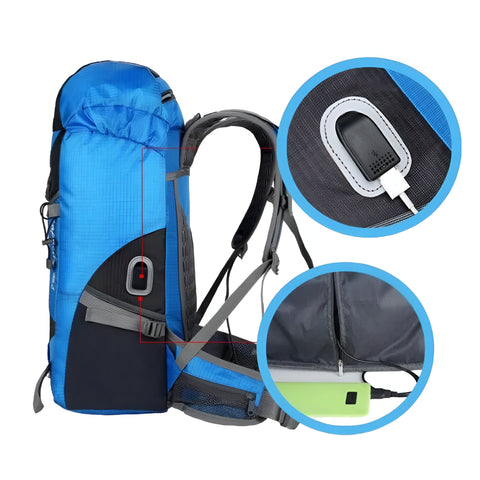 Miomu Mochila para Senderismo Impermeable con Puerto USB, 45L